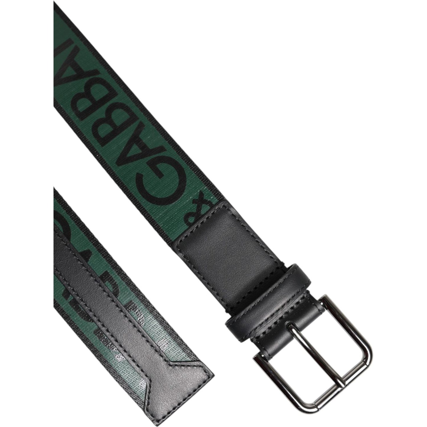 Dolce & Gabbana Green Black Polyester DG Logo Buckle Belt
