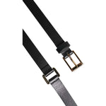 Dolce & Gabbana Black Double Strap Leather Gold Buckle Belt BEL9449-115