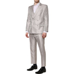 Dolce & Gabbana Light Gray Jacquard Silk Dotted 2 Piece Suit KOS2323-50