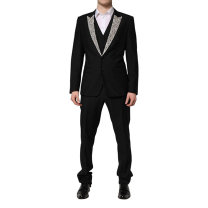 Dolce & Gabbana Black MARTINI Crystal Embellished 3 Pc Suit