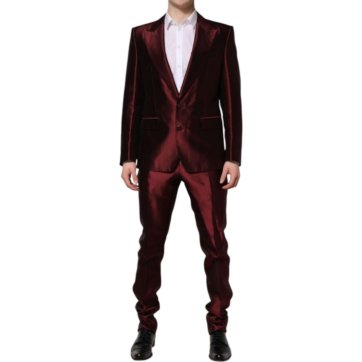 Dolce & Gabbana Bordeaux Silk 2 Piece Single Breasted Suit