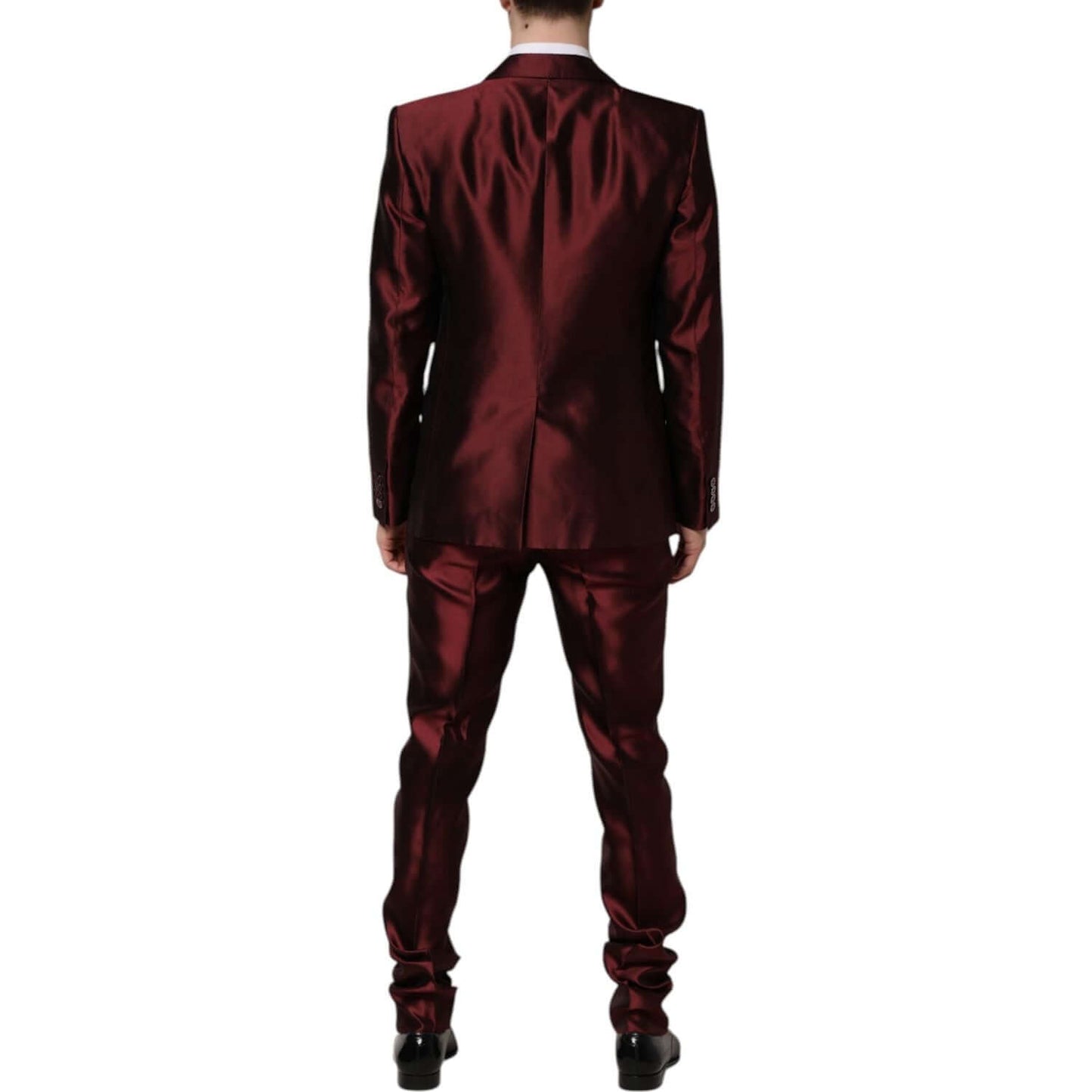 Dolce & Gabbana Bordeaux Silk 2 Piece Single Breasted Suit