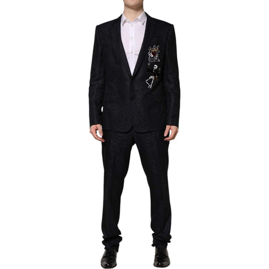 Dolce & Gabbana Black MARTINI King Skeleton 2 Piece Suit