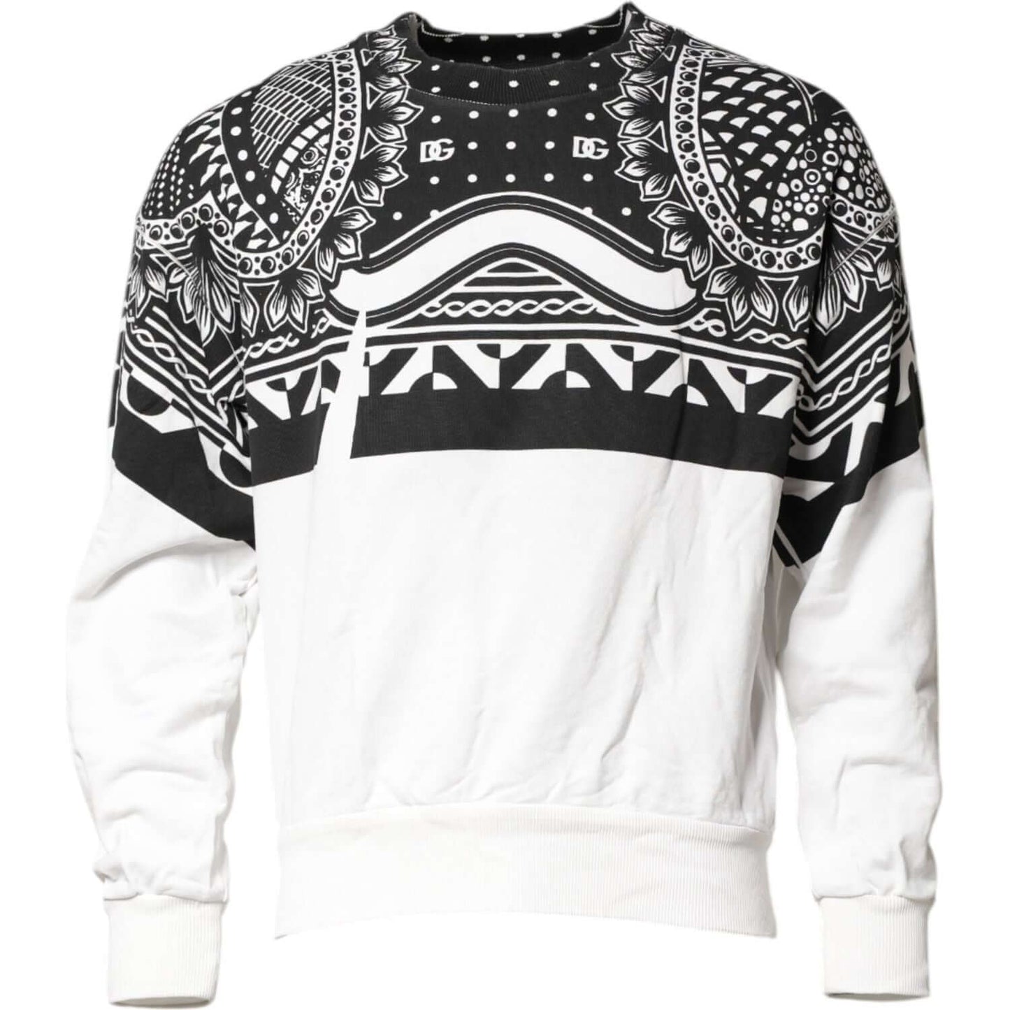Dolce & Gabbana Black White Bandana Cotton Men Sweatshirt Sweater