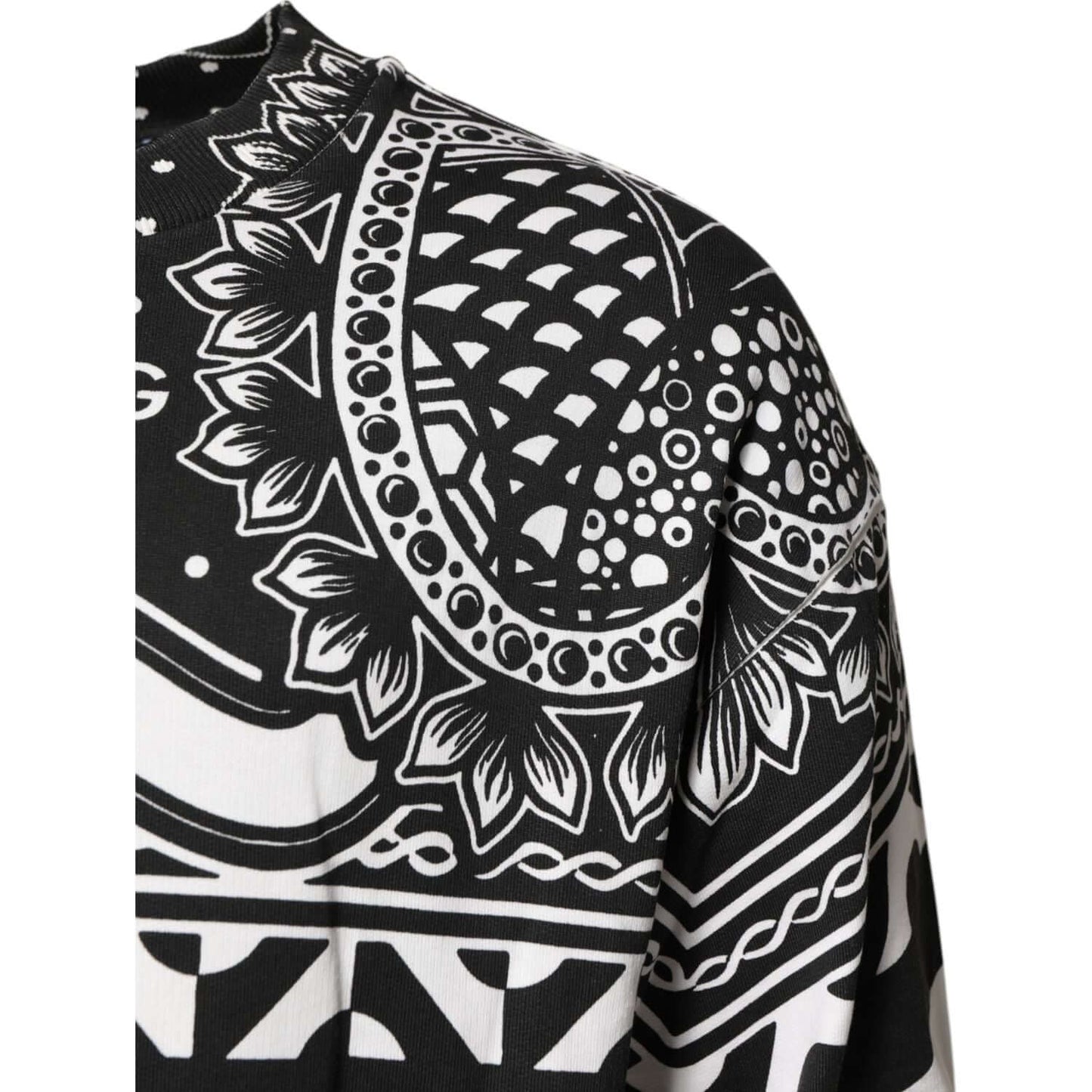 Dolce & Gabbana Black White Bandana Cotton Men Sweatshirt Sweater