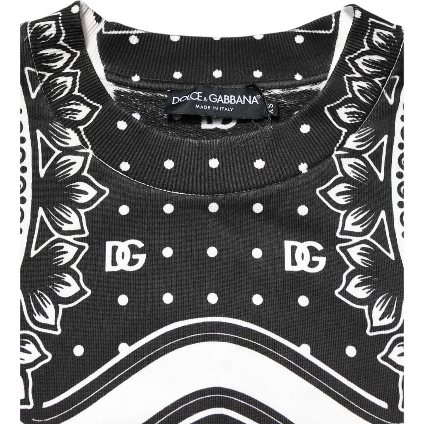 Dolce & Gabbana Black White Bandana Cotton Men Sweatshirt Sweater
