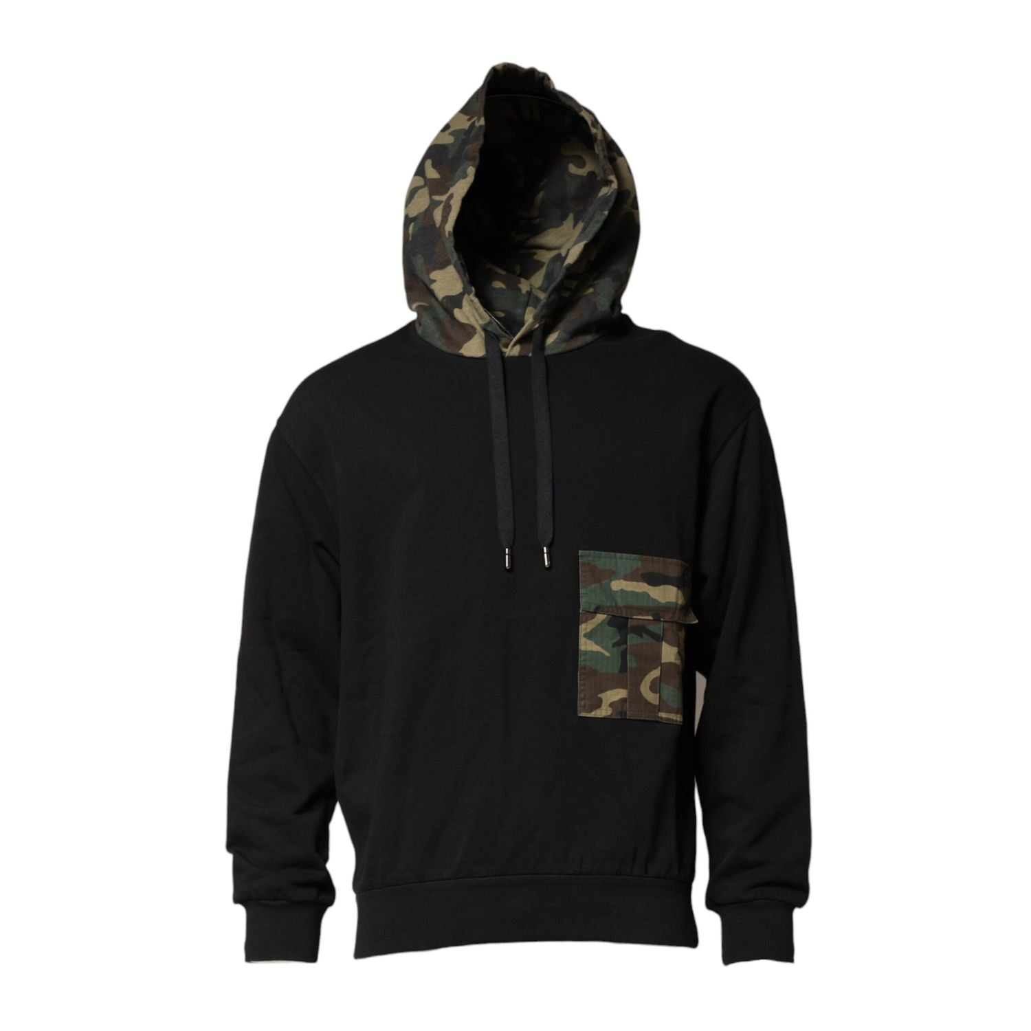 Dolce & Gabbana Black Camouflage Hooded Sweatshirt Sweater