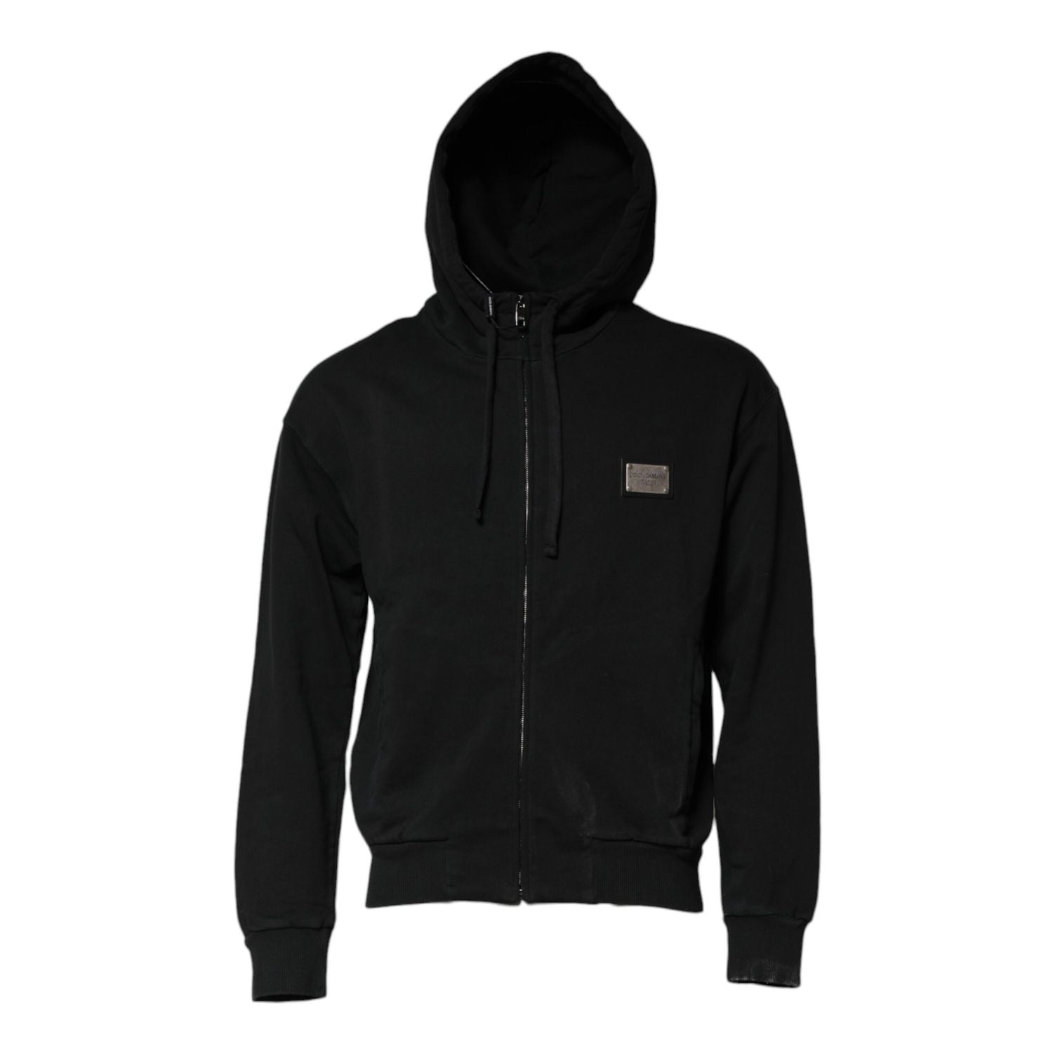 Dolce & Gabbana Black Logo Full Zip Hooded Men Sweatshirt Sweater