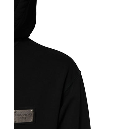 Dolce & Gabbana Black Logo Full Zip Hooded Men Sweatshirt Sweater