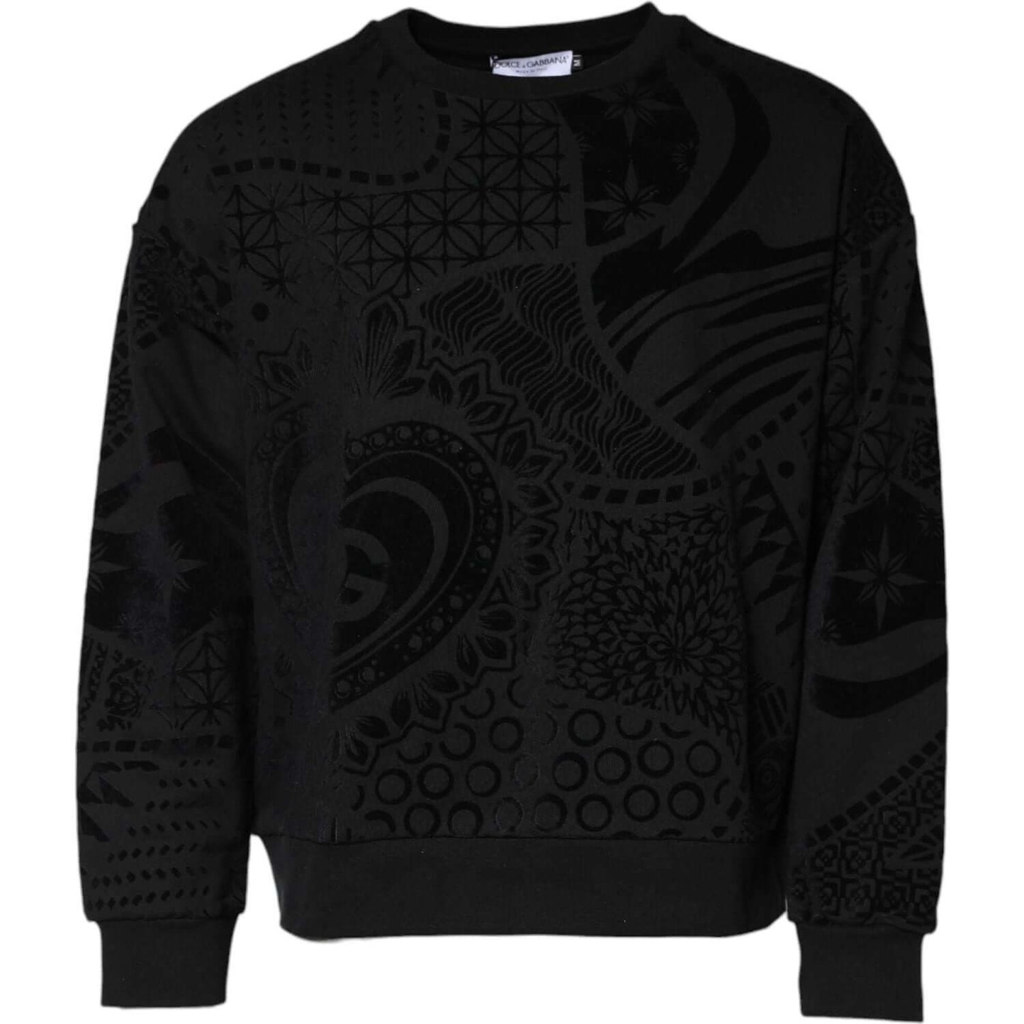 Dolce & Gabbana Black Printed Crew Neck Sweatshirt Sweater