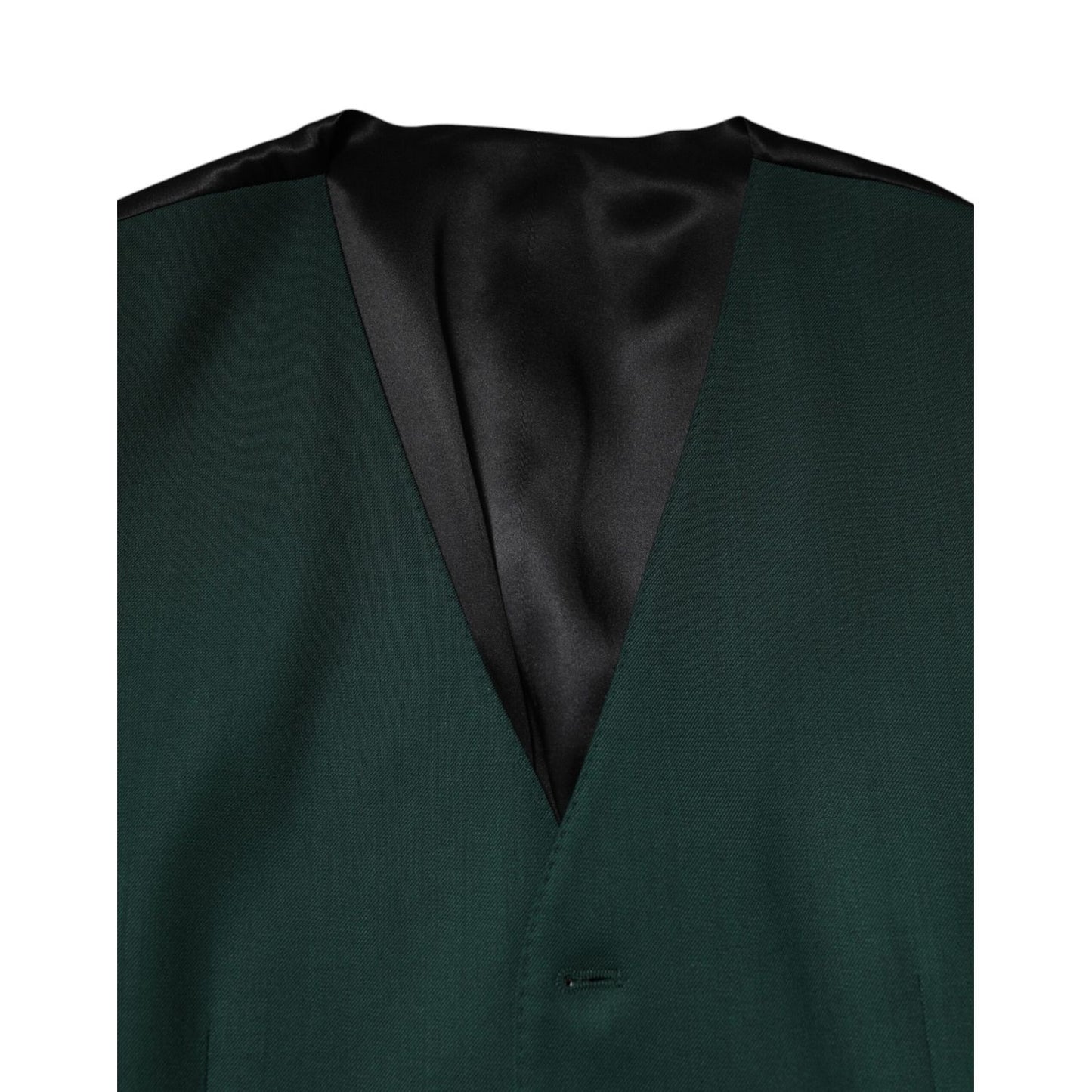 Dolce & Gabbana Green Wool Dress Formal Men Waistcoat Vest