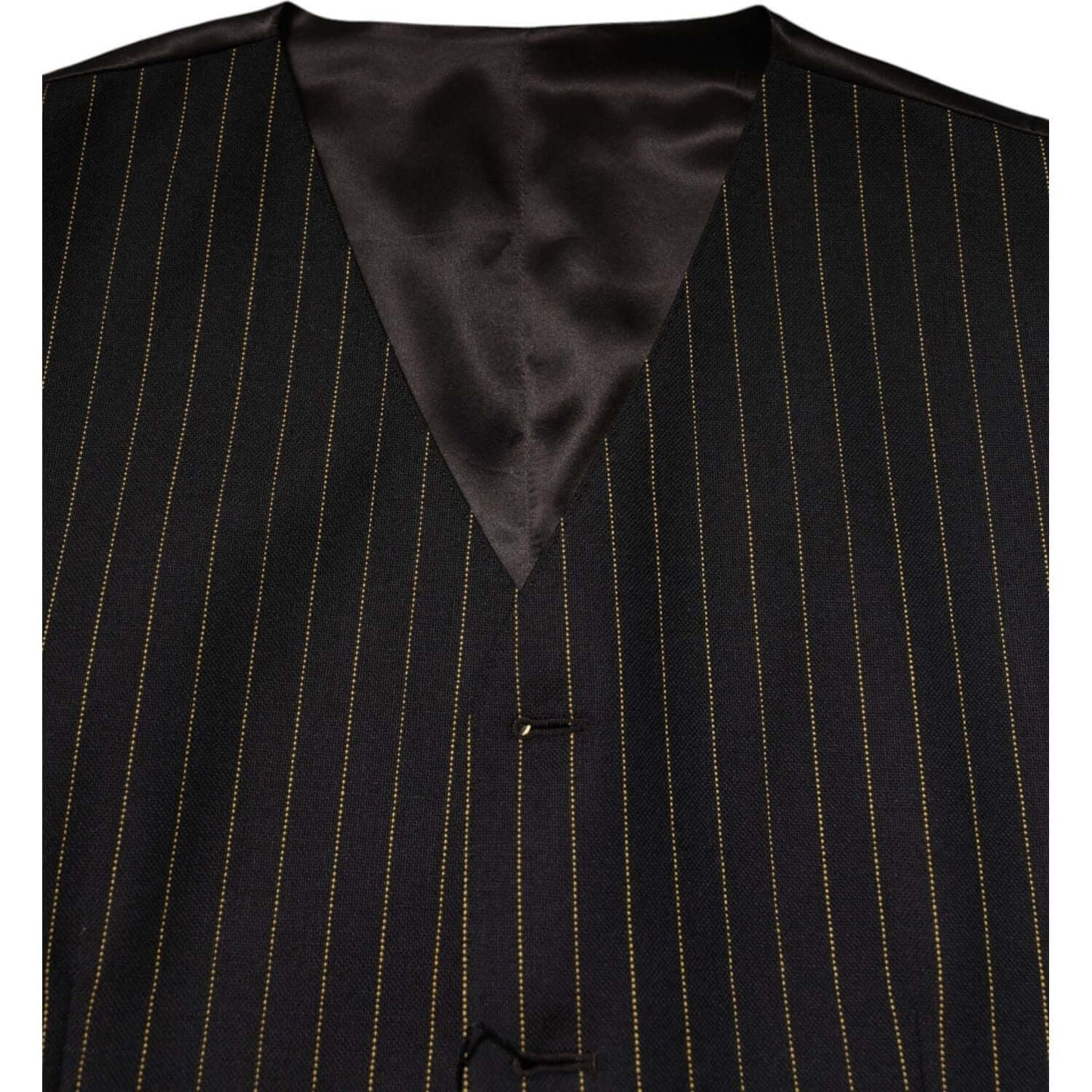 Dolce & Gabbana Black Stripes Wool Formal Men Waistcoat Vest