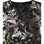 Dolce & Gabbana Black Gold Jacquard Formal Men Waistcoat Vest TSH90463-50