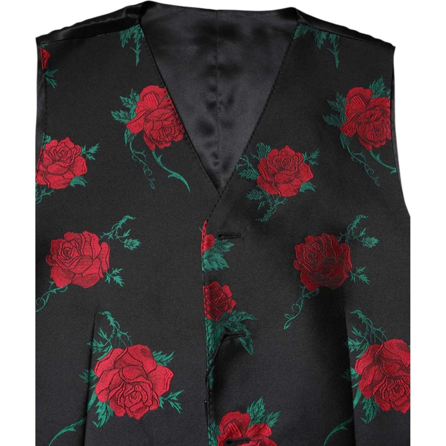 Dolce & Gabbana Red Floral Brocade Formal Men Waistcoat Vest