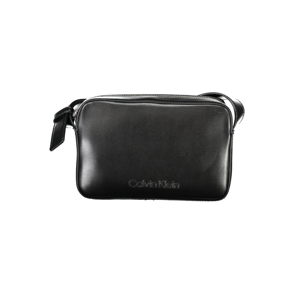 Calvin Klein Black Polyester Women Handbag - Eco-friendly, chic shoulder bag with zip closure, made from recycled materials.
