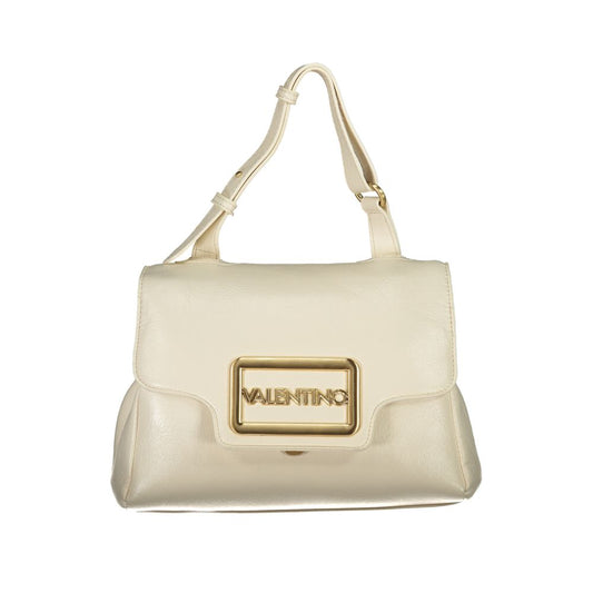 Mario Valentino Beige Polyethylene Women Handbag with logo and adjustable handle.
