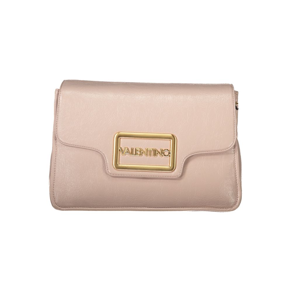 Mario Valentino Pink Polyethylene Women Handbag with gold logo and versatile straps for elegance and practicality.