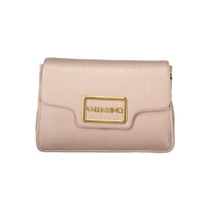 Mario Valentino Pink Polyethylene Women Handbag with gold logo and versatile straps for elegance and practicality.