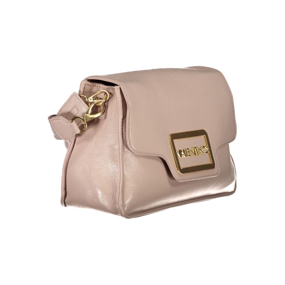 Mario Valentino Pink Polyethylene Women Handbag with gold-tone logo and adjustable strap, showcasing elegance and practicality.