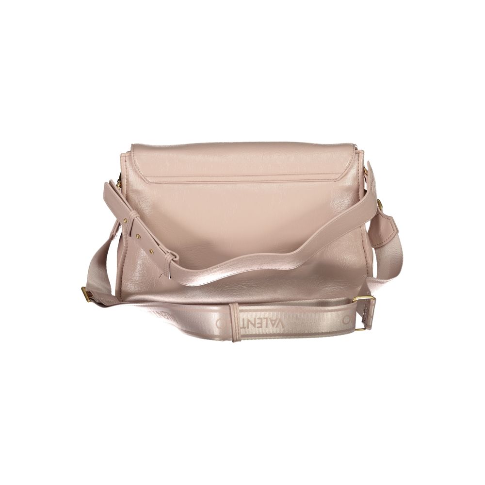 Mario Valentino Pink Polyethylene Women Handbag with removable handle and adjustable strap, open to show interior compartments and pockets.