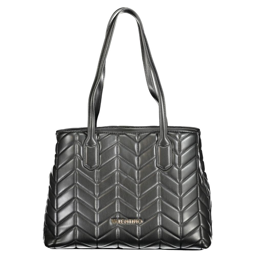 Mario Valentino Black Polyethylene Women Handbag with shoulder handles and quilted design