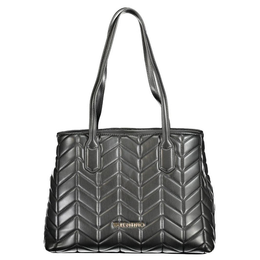 Mario Valentino Black Polyethylene Women Handbag with shoulder handles and quilted design