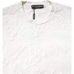 Dolce & Gabbana White Cotton Logo Embossed Crew Neck T-shirt