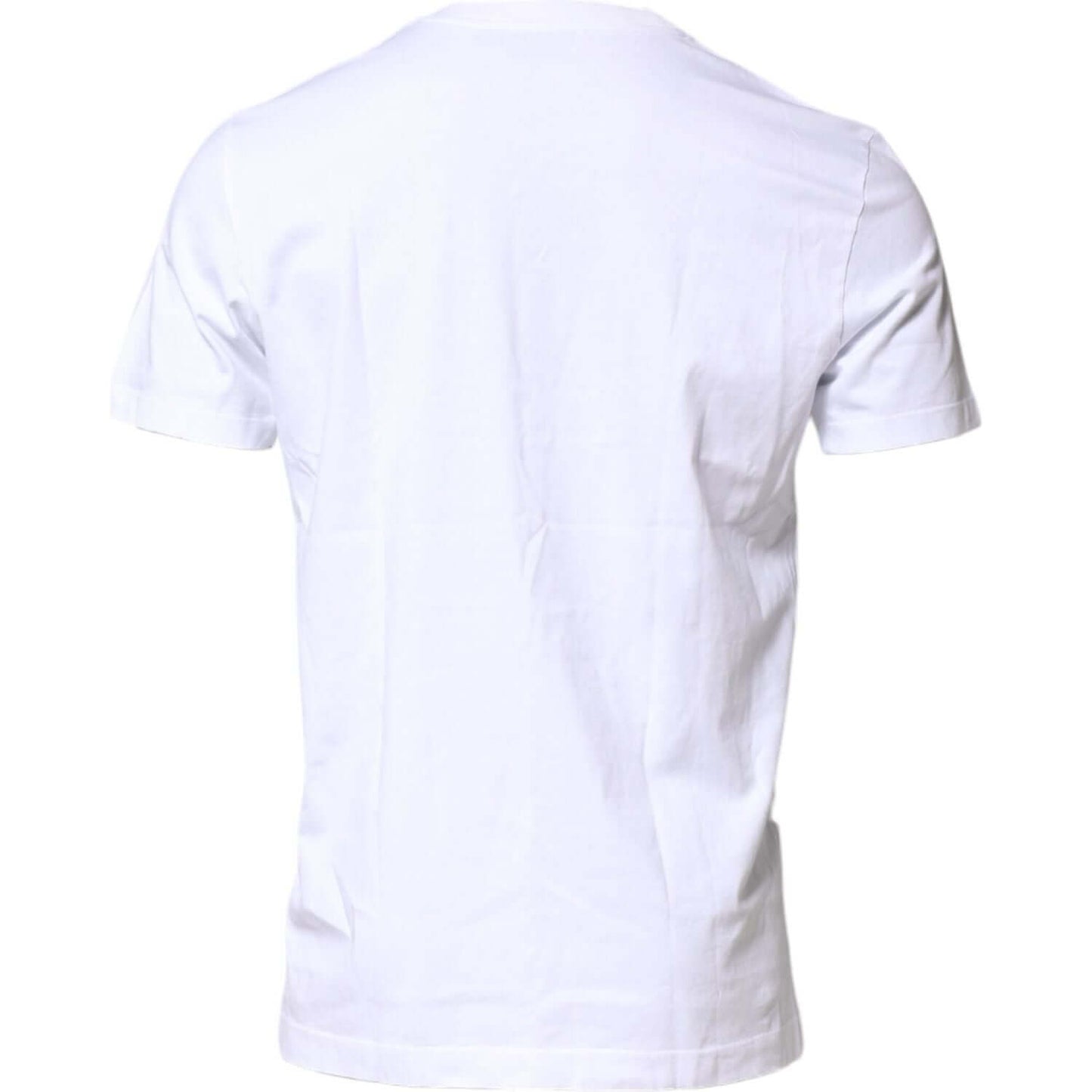 Dolce & Gabbana White Cotton Logo Patch Crew Neck T-shirt