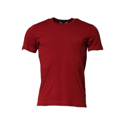 Dolce & Gabbana Red Cotton Short Sleeves Crew Neck T-shirt