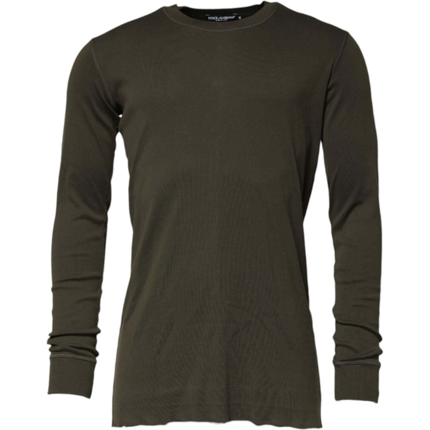 Dolce & Gabbana Dark Green Long Sleeves Crew Neck T-shirt