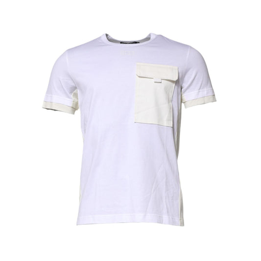 Dolce & Gabbana White Cotton Pocket Short Sleeves T-shirt