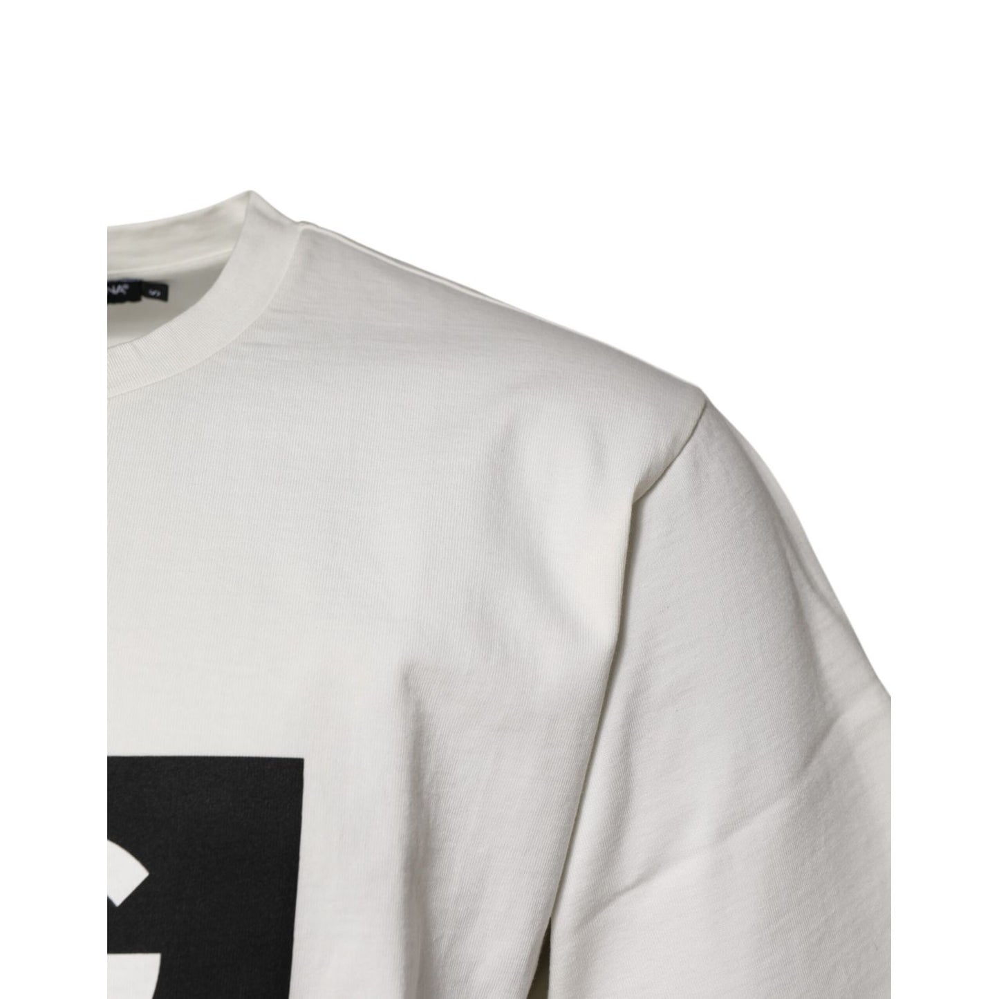 Dolce & Gabbana White Cotton DG Logo Print Round Neck T-shirt