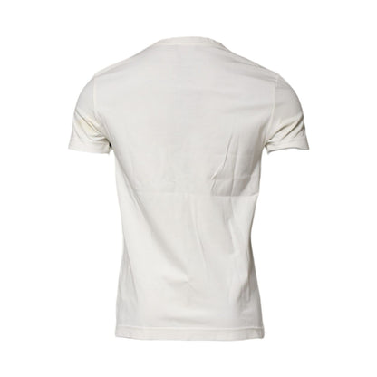 Dolce & Gabbana White Cotton Logo Bandana Print T-shirt
