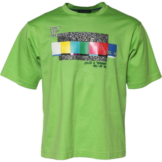 Dolce & Gabbana Green Graphic Printed Round Neck T-shirt