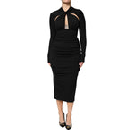 Dolce & Gabbana Black Long Sleeves Sheath Midi Dress