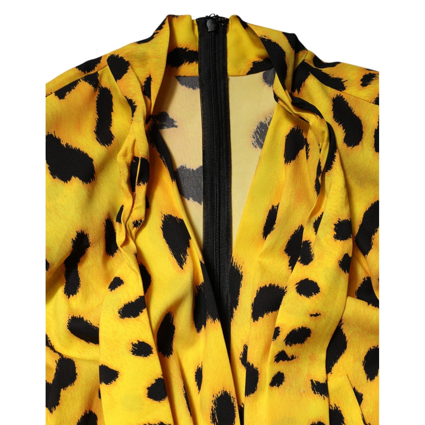 Dolce & Gabbana Yellow Leopard Long Sleeves Jumpsuit Dress