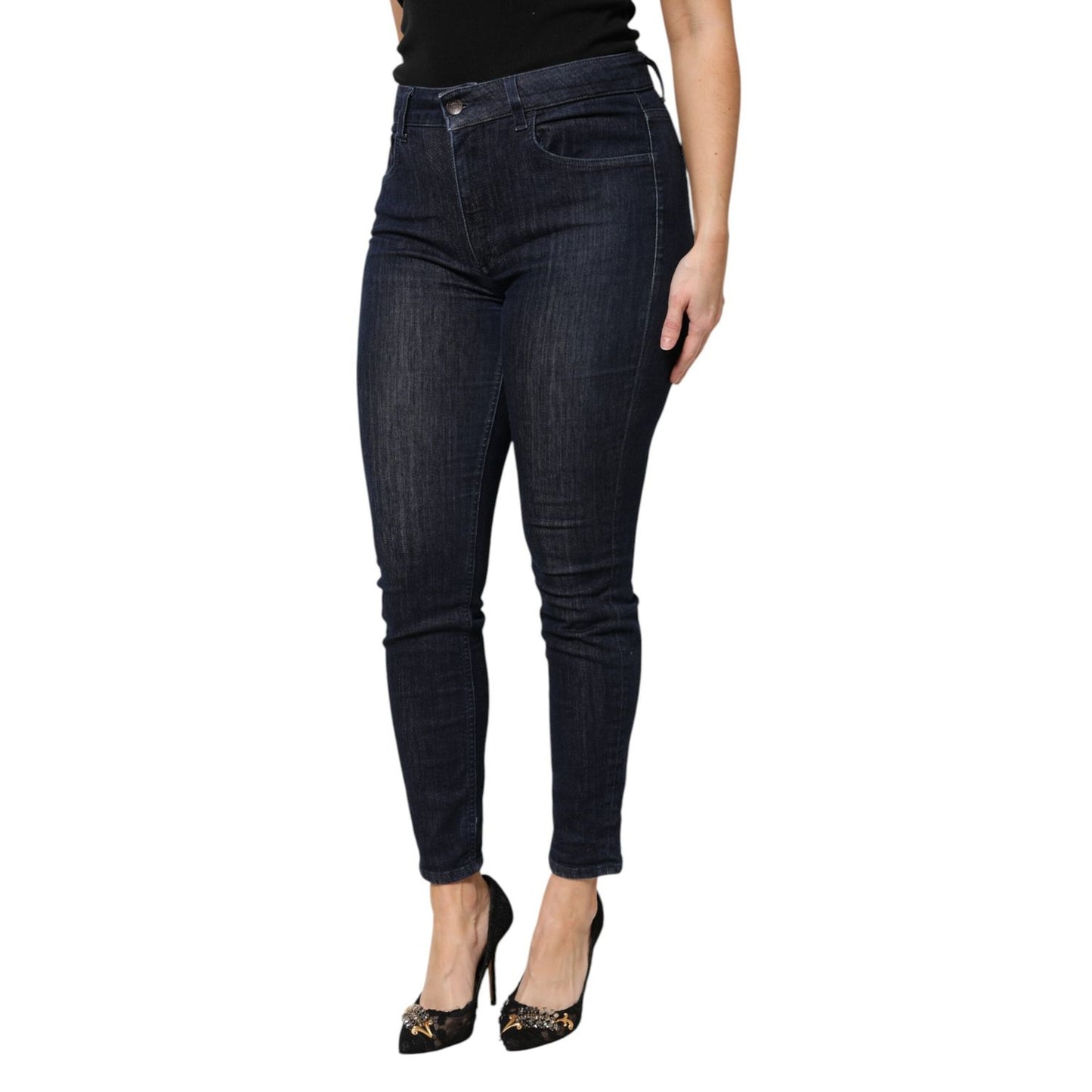 Dolce & Gabbana Dark Blue Cotton Skinny Cropped Denim Jeans