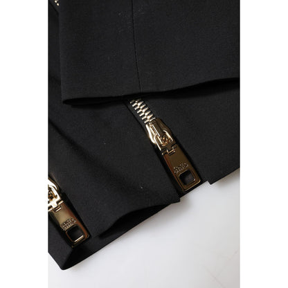 Dolce & Gabbana Black Wool High Waist Zipper Tapered Pants