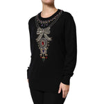 Dolce & Gabbana Black Cashmere Crystal Embellished Sweater
