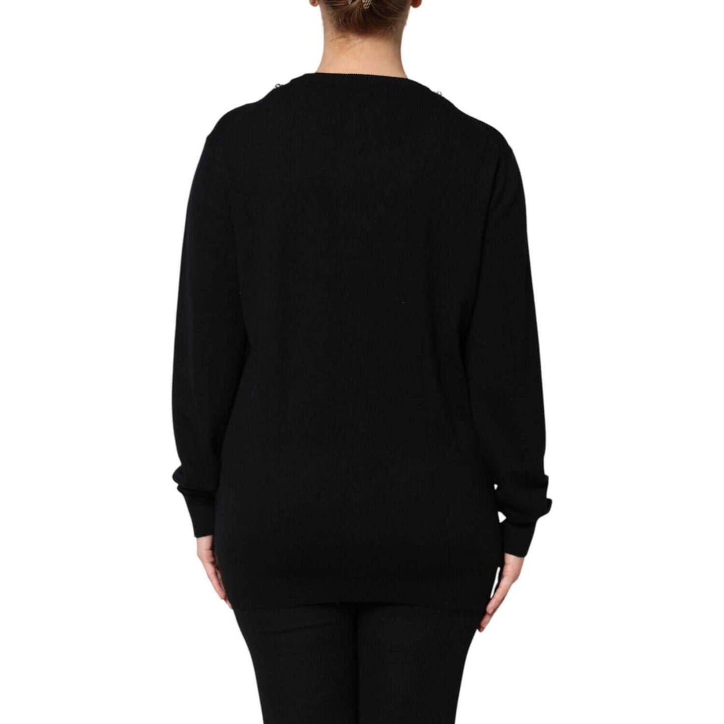Dolce & Gabbana Black Cashmere Crystal Embellished Sweater