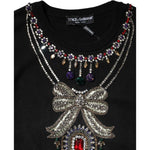 Dolce & Gabbana Black Cashmere Crystal Embellished Sweater