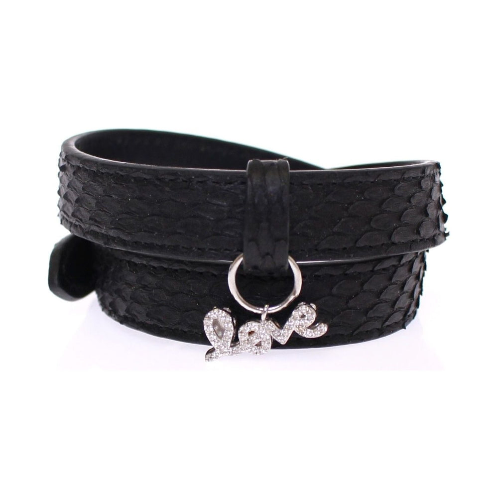 Nialaya Snakeskin CZ LOVE 925 Silver Bracelet Bracelet