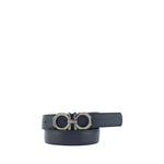 Ferragamo Reversible Belt with Gancini logo buckle, double-face leather design, perfect for casual or formal outfits.