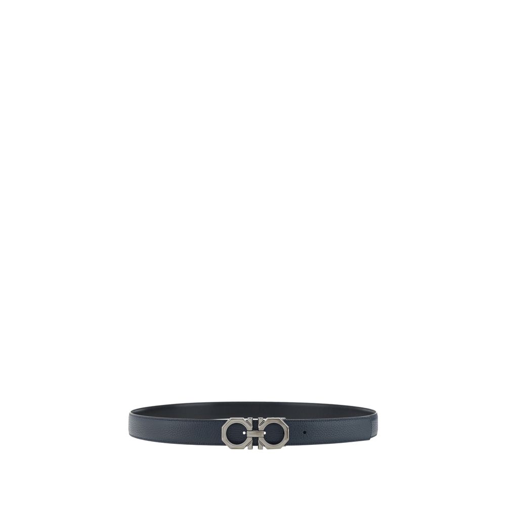 Ferragamo Reversible Belt with Gancini logo buckle in leather, double-face design for versatile style, 3 cm thickness, AW25 fashion accessory