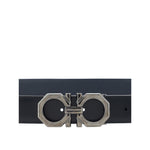 Ferragamo Reversible Belt with Gancini logo buckle, double-face design for versatile style, perfect for casual and formal outfits.