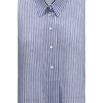 Brunello Cucinelli Striped Shirt - elegant, sophisticated linen-silk blend with classic collar, perfect for SS25 fashion.