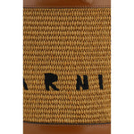 Close-up of the woven detail on Marni Tropicalia Bucket Bag with leather trim.