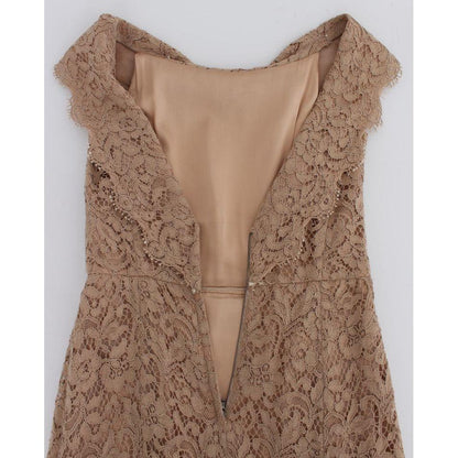 Dolce & Gabbana Pink Floral Lace Full Length Sheath Dress