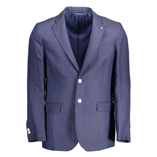 Gant Blue Linen Jackets & Coat