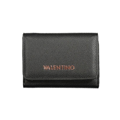 Mario Valentino Black Polyethylene Wallet with logo, featuring 3 compartments, coin purse, card spaces, zip and automatic closure, recycled.